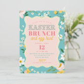 Spring Floral Squiggle Lijst Paasbrunch Kaart (Staand voorkant)