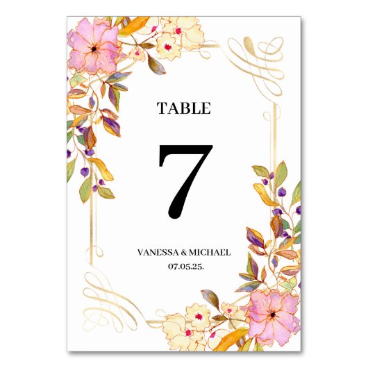 Spring Floral Table Number Kaart (Achterkant)