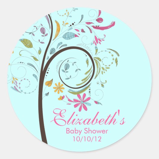 Spring Floral Tree Baby shower Sticker (Voorkant)