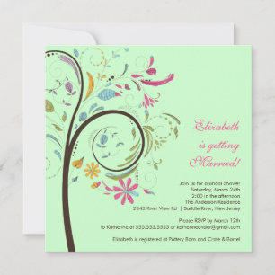Spring Floral Tree Bridal Shower Kaart