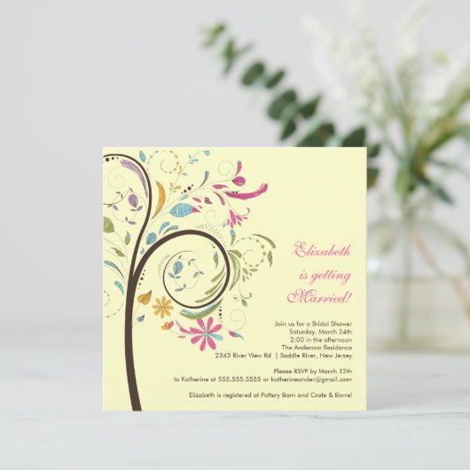 Spring Floral Tree Bridal Shower Kaart (Staand voorkant)