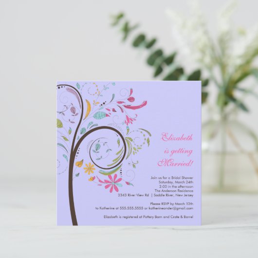 Spring Floral Tree Bridal Shower Kaart (Staand voorkant)