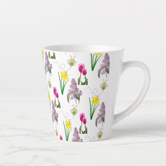 Spring Floral Tulip Daffodils Lilacs Latte Mok (Rechts)