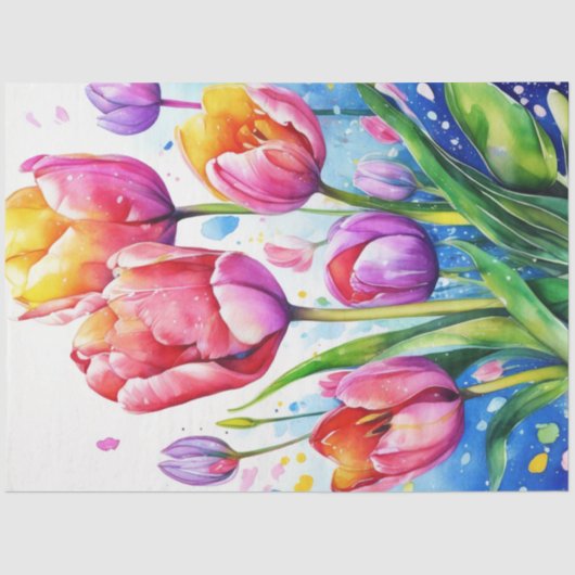 Spring Floral Tulips Tissue Paper Tissuepapier (Voorkant)