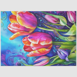 Spring Floral Tulips Tissue Paper Tissuepapier