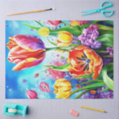 Spring Floral Tulips Tissue Paper Tissuepapier (Craft)
