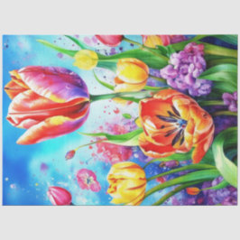 Spring Floral Tulips Tissue Paper Tissuepapier