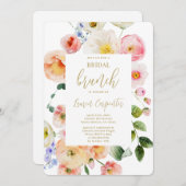 Spring Floral Vrijgezellenfeest Brunch Kaart (Voorkant / Achterkant)