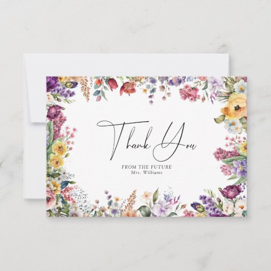 Spring Floral Vrijgezellenfeest Dank u kaart (Voorkant)