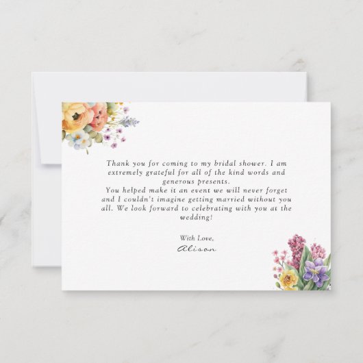 Spring Floral Vrijgezellenfeest Dank u kaart (Achterkant)