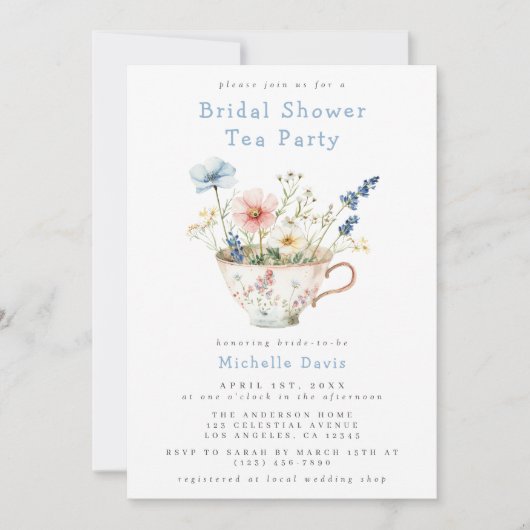Spring Floral Vrijgezellenfeest Tea Party Kaart (Voorkant)