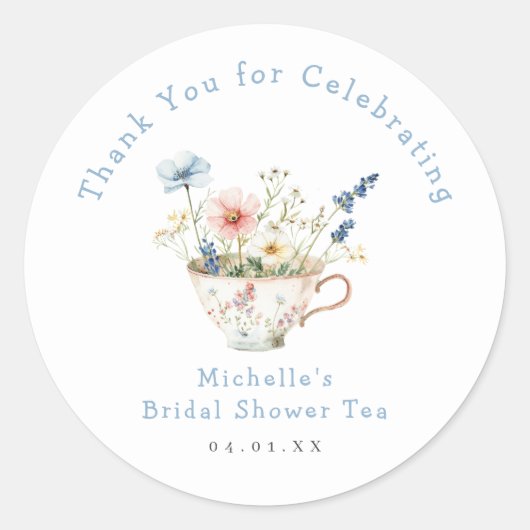 Spring Floral Vrijgezellenfeest Tea Party Ronde Sticker (Voorkant)