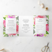 Spring Floral Waterverf All-in-One Wedding Drieluik Uitnodiging (Binnen)