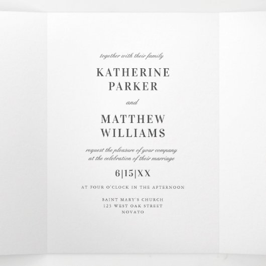 Spring Floral Waterverf All-in-One Wedding Drieluik Uitnodiging (Binnenkant midden)