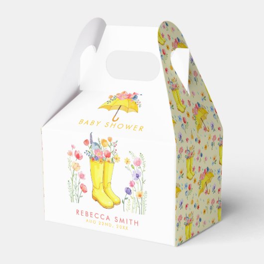 Spring Floral Waterverf Baby shower Favoriete Boxe Bedankdoosjes (Voorkant Zijde)