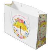 Spring Floral Waterverf Baby shower Gift Bag – AP Groot Cadeauzakje (Achterkant Gekanteld)