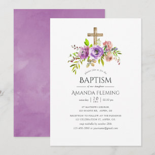 Spring Floral Waterverf Baptism of Christening Kaart