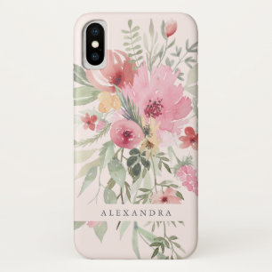 Spring Floral   Waterverf Bloemen met jouw naam Case-Mate iPhone Case