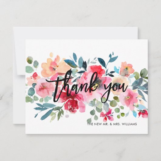 Spring Floral Waterverf Boeket dank u kaarten (Voorkant)