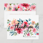 Spring Floral Waterverf Boeket dank u kaarten (Voorkant / Achterkant)