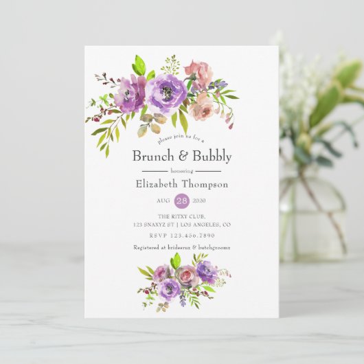 Spring Floral Waterverf Brunch en Bubble Kaart (Staand voorkant)