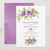 Spring Floral Waterverf Brunch en Bubble Kaart (Voorkant / Achterkant)