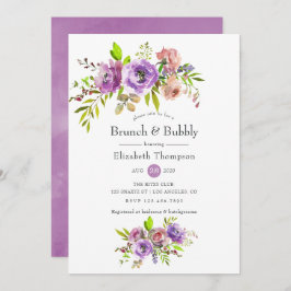 Spring Floral Waterverf Brunch en Bubble Kaart