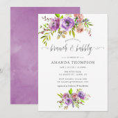 Spring Floral Waterverf Brunch en Bubble Kaart (Voorkant / Achterkant)