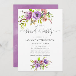 Spring Floral Waterverf Brunch en Bubble Kaart