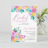 Spring floral waterverf helder koel Vrijgezellenfe Kaart (Staand voorkant)