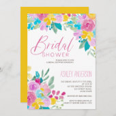 Spring floral waterverf helder koel Vrijgezellenfe Kaart (Voorkant / Achterkant)