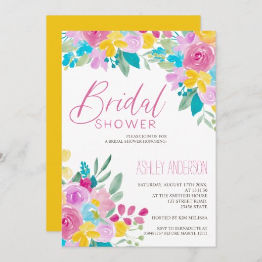 Spring floral waterverf helder koel Vrijgezellenfe Kaart (Voorkant / Achterkant)