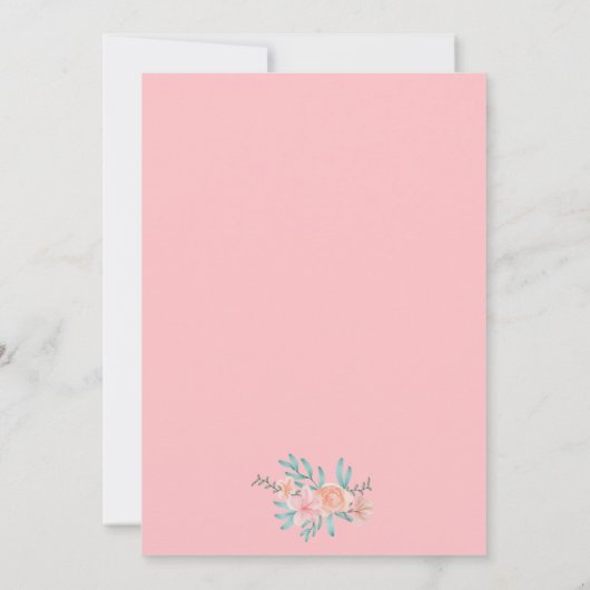 Spring floral waterverf koraal boeket baby shower kaart (Achterkant)