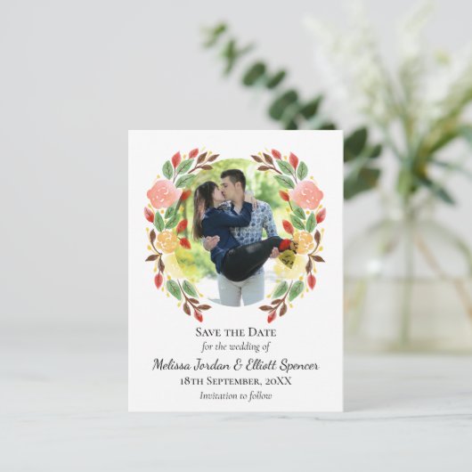 Spring Floral Waterverf met aangepaste foto Briefkaart (Staand voorkant)