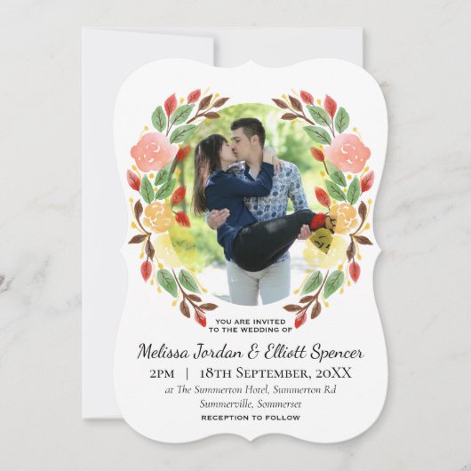 Spring Floral Waterverf met aangepaste foto Kaart (Voorkant)