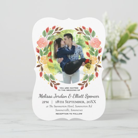 Spring Floral Waterverf met aangepaste foto Kaart (Staand voorkant)