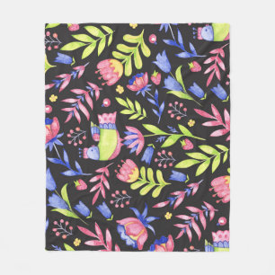 Spring Floral: Waterverf naadloos patroon Fleece Deken