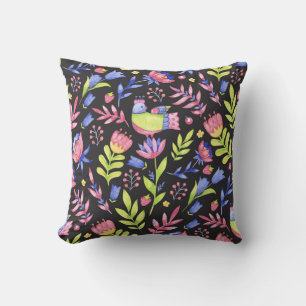 Spring Floral: Waterverf naadloos patroon Kussen