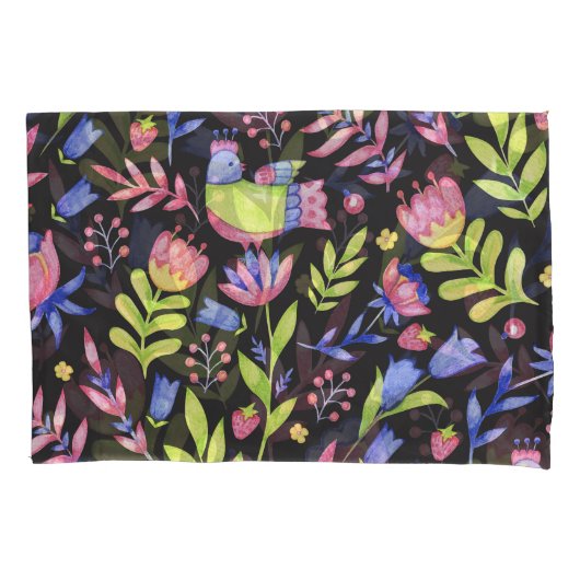 Spring Floral: Waterverf naadloos patroon Kussensloop (Voorkant)