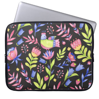 Spring Floral: Waterverf naadloos patroon Laptop Sleeve