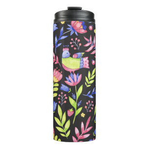 Spring Floral: Waterverf naadloos patroon Thermosbeker