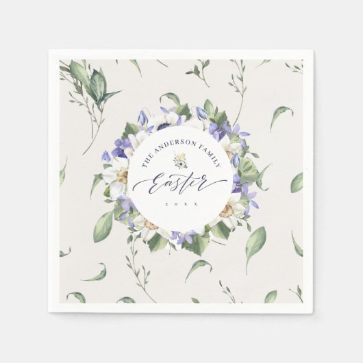 Spring Floral Waterverf Pasen Napkins Servet (Voorkant)
