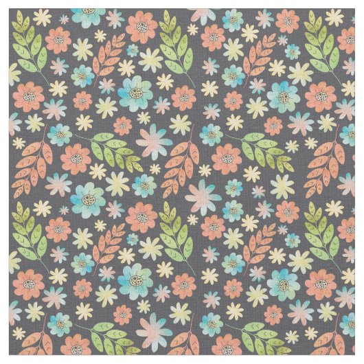 Spring Floral Waterverf Pattern Stof (Close Up)