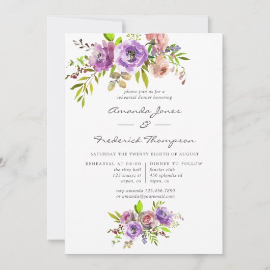 Spring Floral Waterverf repetial Dinner Kaart (Voorkant)