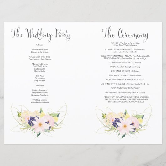 Spring Floral Waterverf Wedding Program Booklet (Achterkant)