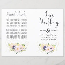 Spring Floral Waterverf Wedding Program Booklet