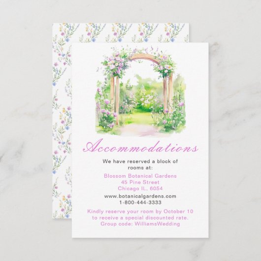 Spring Floral Wedding Arch Accommodaties Informatiekaartje (Voorkant / Achterkant)
