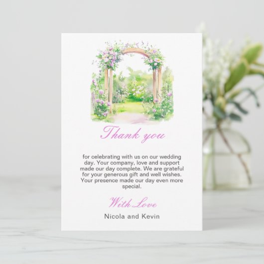 Spring Floral Wedding Arch Bedankkaart (Staand voorkant)