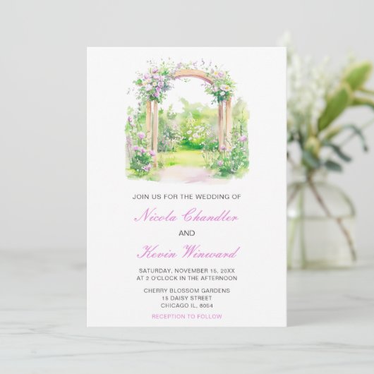 Spring Floral Wedding Arch Kaart (Staand voorkant)