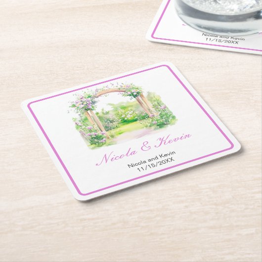 Spring Floral Wedding Arch Kartonnen Onderzetters (Schuin)